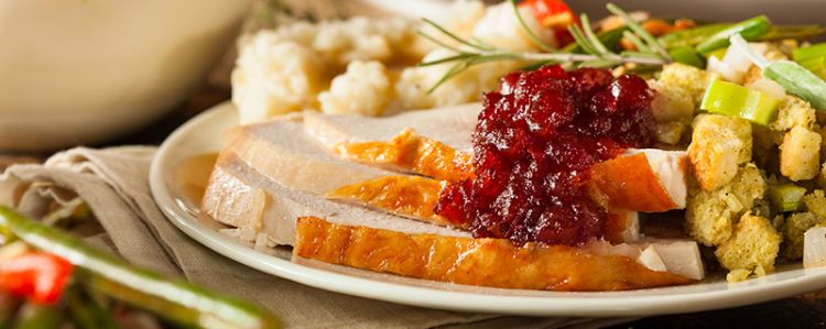 A turkey and cranberry holiday meal.
