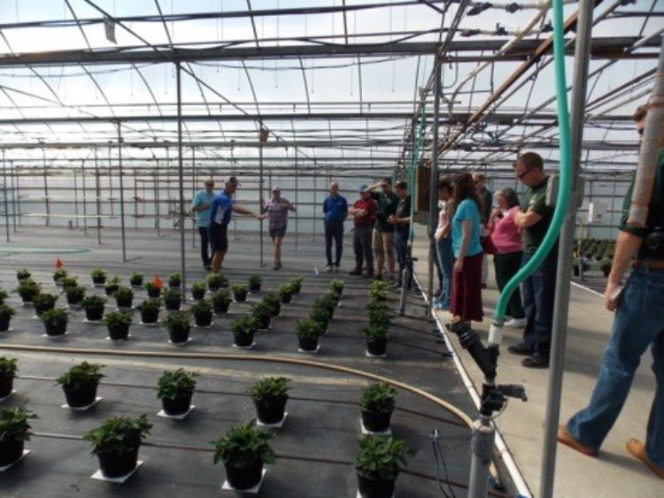 e-GRO team members and graduate students from around the country touring a western Michigan greenhouse operation