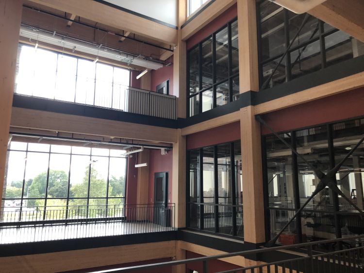 wood interior in the STEM building