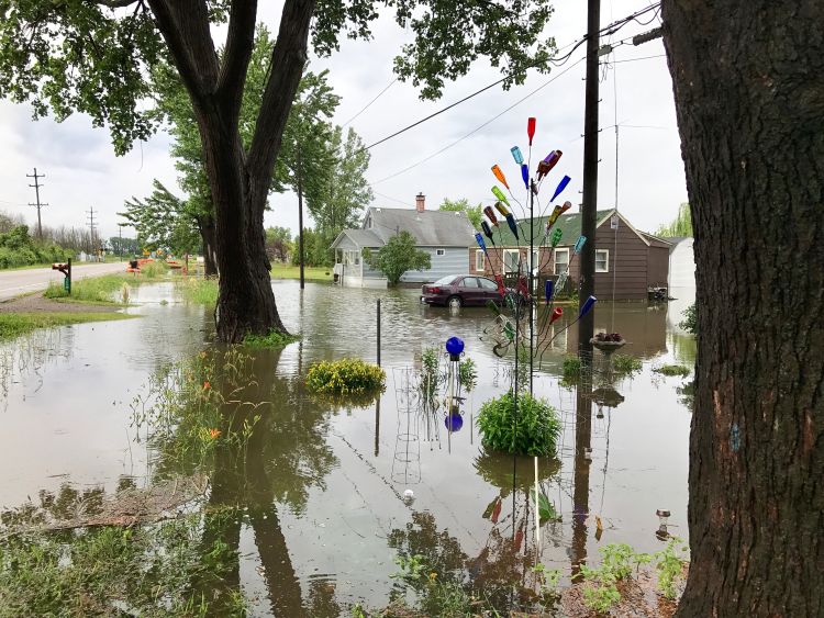 Flooded houses are shown in Bangor Township. Photo: Kip Cronk | Michigan Sea Grant