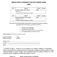 This is an image of the Berlin 4-H Market Poultry Order Form.