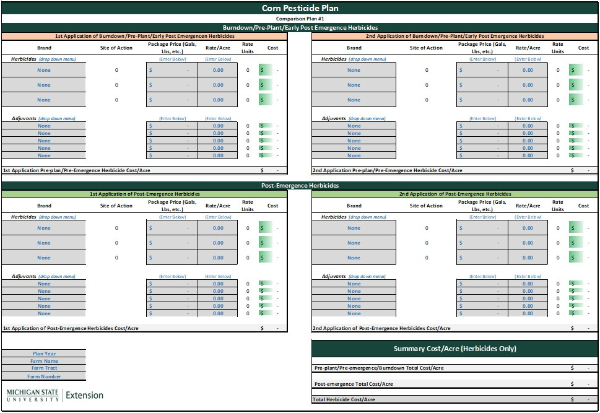 Front image of pesticide plan from decision tool.