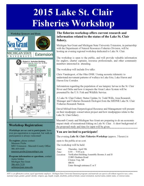 Lake St. Clair Fisheries Workshop flyer