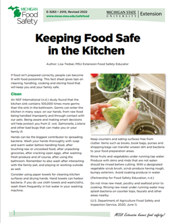 A clean kitchen is required for food safety