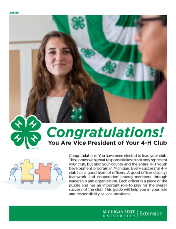 The first page of the digital document for the 4-H club Vice President