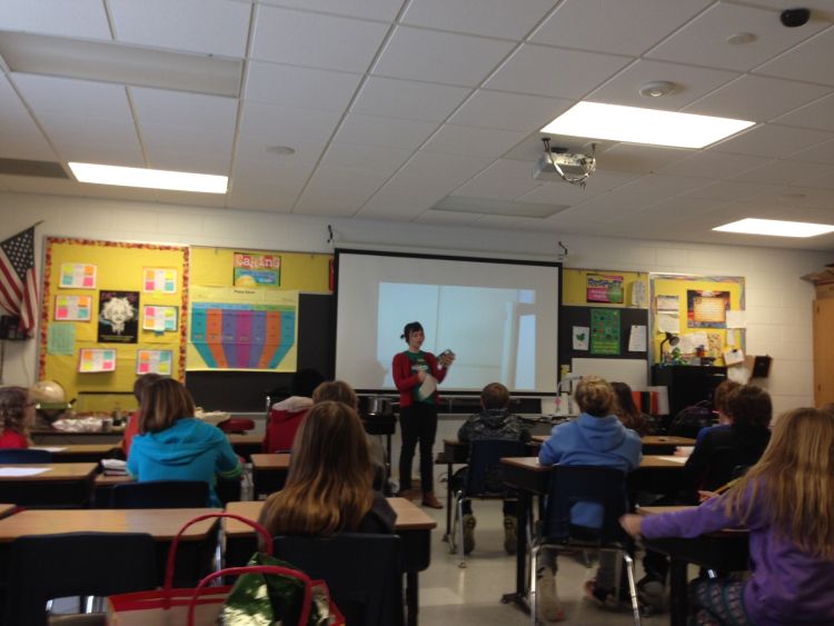 Julia Paige teaching a lesson in Tami Roeske’s 6th grade classroom.