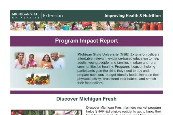 Discover Michigan Fresh Program at Midland Farmers Market Impact Report -  Nutrition