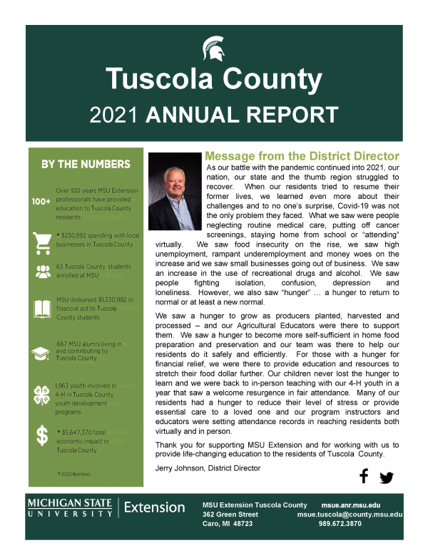 2021 Tuscola County Annual report cover