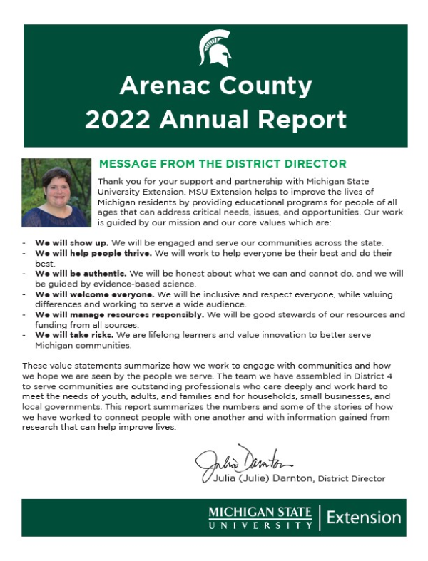 Cover of the 2022 Arenac County Annual Report