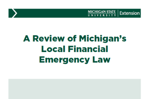 A Review of Michigan's Local Financial Emergency Law