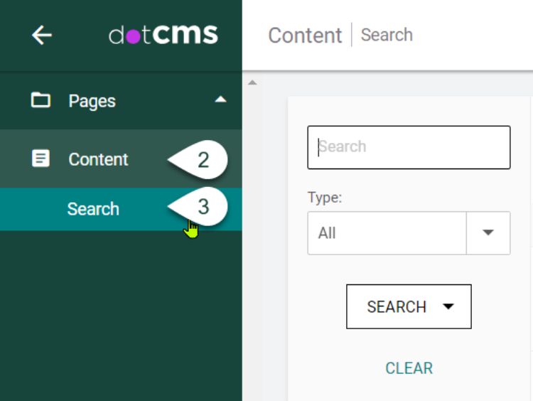 How to navigate from the Content dashboard in dotCMS and select for the Person Profile content type.