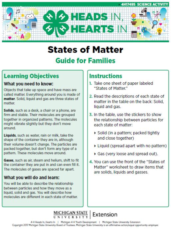 States of Matter cover page.