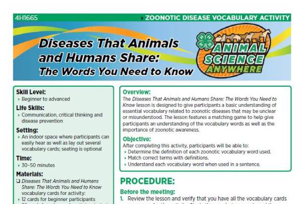 Diseases that Animals and Humans Share: The words you need to know - 4-H  Animal Science