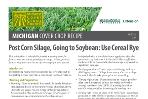 Cover Crop Recipes: Post Corn Silage, Going to Soybean: Use Cereal Rye