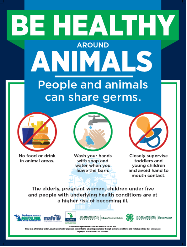 Be Healthy Around Animals Sign - 4-H Animal Science