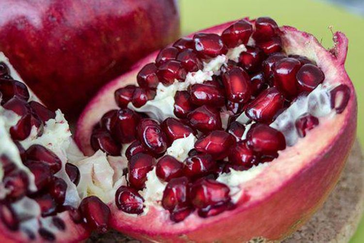 A cut open pomegranate.