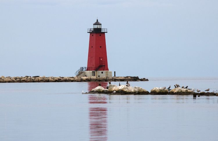 Lighthouse on Lake Michigan.