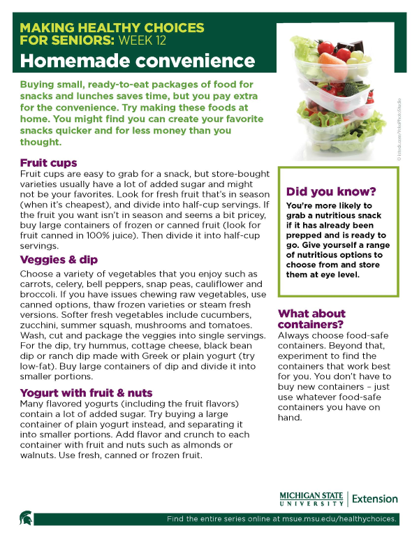 Thumbnail image of Making Healthy Choices for Seniors Newsletter Week 12: Homemade Convenience