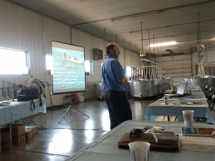 An AIS-HACCP/Aquaculture Biosecurity training workshop is held at a Minnesota baitfish facility. Nick Phelps | University of Minnesota