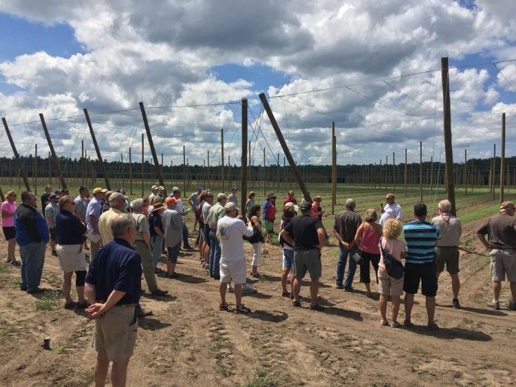2016 tour participants visit one of Michigan’s newest hop farms.