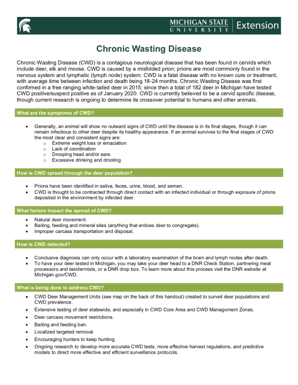 PDF document with overview of Chronic Wasting Disease