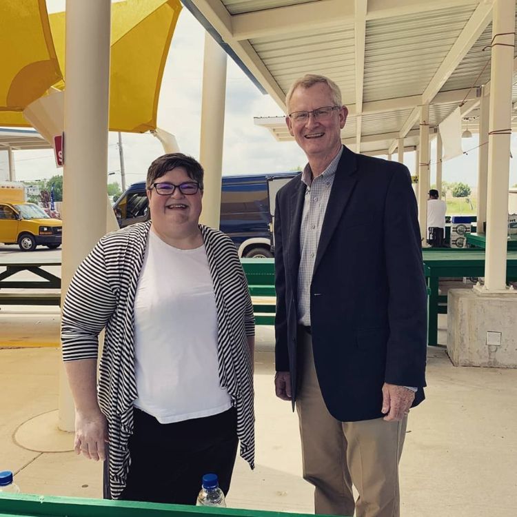 Julia Darnton, left, and Jeff Dwyer, director of MSU Extension.