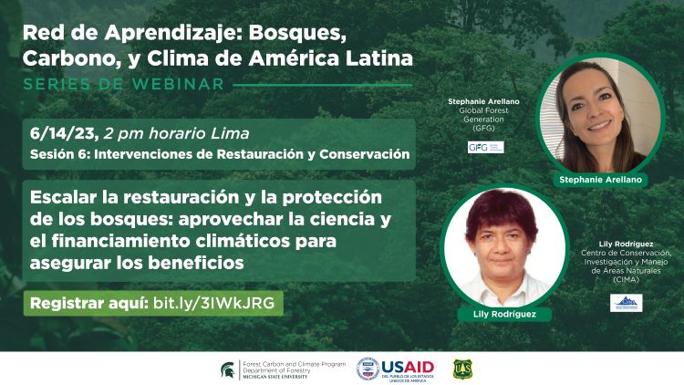 Sesión 6: 2022-23 Red de Aprendizaje: Bosques, Carbono, y Clima de América Latina flyer.
