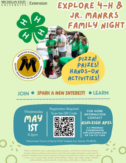 Explore 4-H & Jr. MANRRS Family Night Flyer