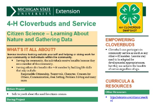 4-H Cloverbud and Service: Citizen Science – Learning About Nature and Gathering Data