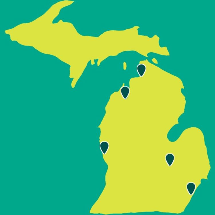 FoodCorps service site locations in Michigan.