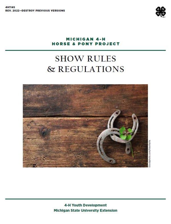 Thumbnail of the Michigan 4-H Horse & Pony Project Show Rules & Regulations document.