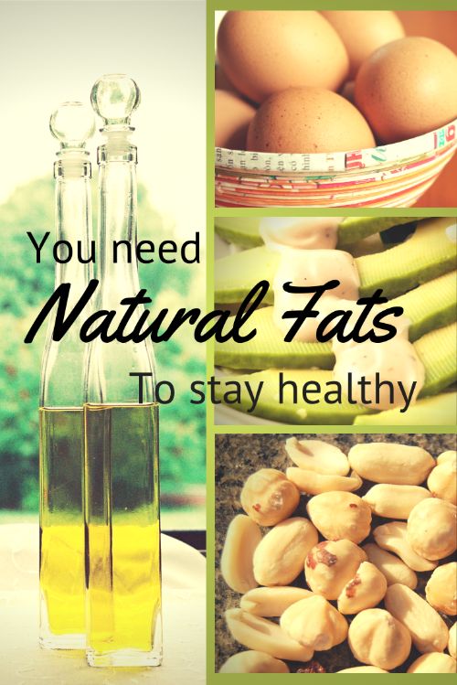 Fat is needed to maintain good health. Some examples of natural, unsaturated fats include nuts, oils, avocados and eggs. 