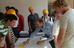 Photo of Construction Management students receiving instruction.
