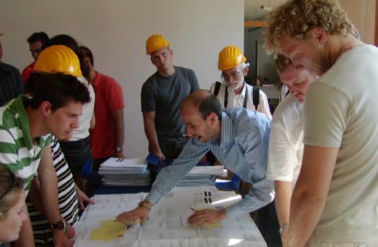 Photo of Construction Management students receiving instruction.