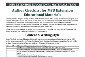 Author Checklist for MSU Extension Educational Materials