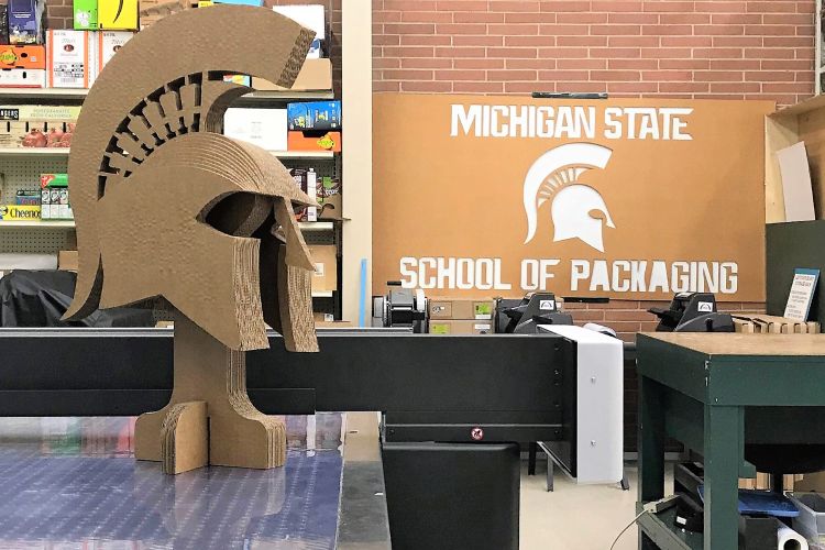Spartan head made out of cardboard