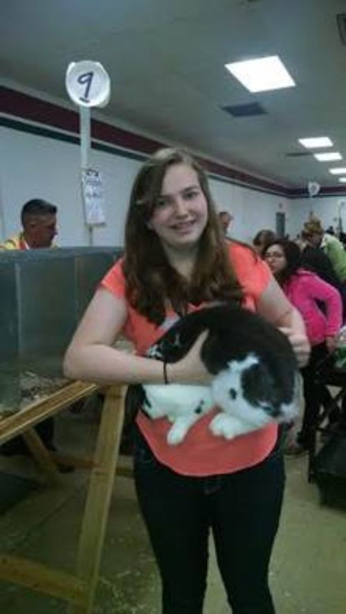Ashley Gibbs and her rabbit