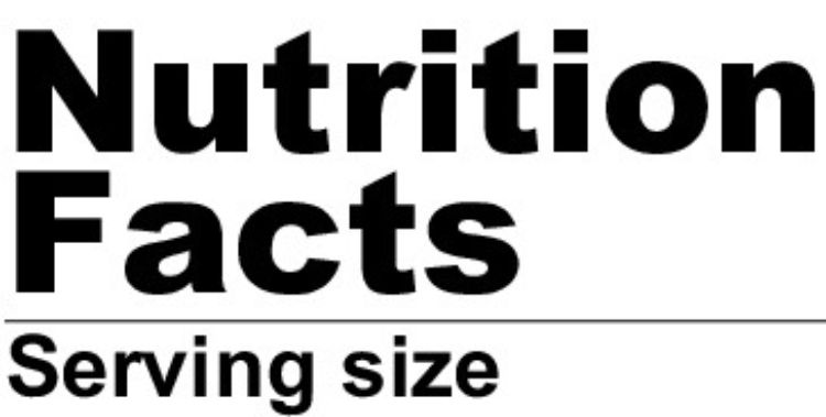 Nutrition label image.