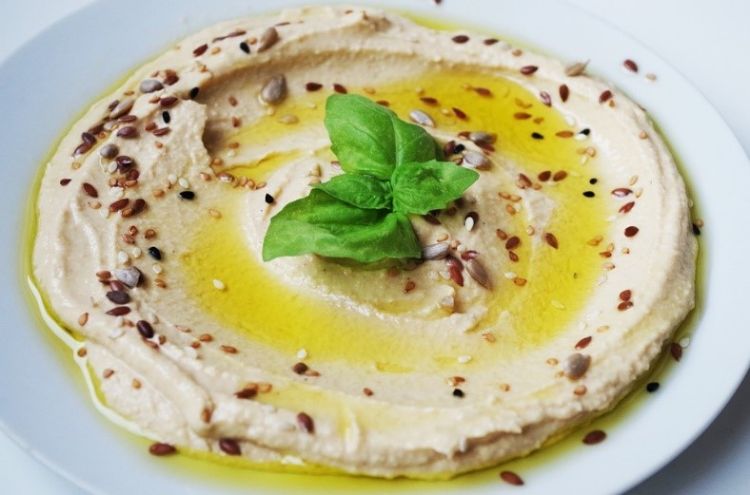 A bowl of fresh hummus