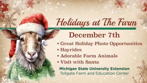 Banner image of a goat in a Santa hat.