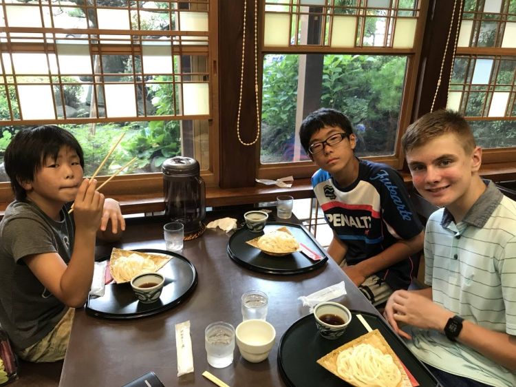 Owen Myers with Japanese family