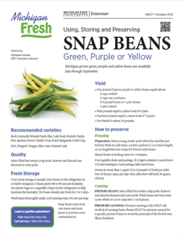 Michigan Fresh Using, Storing, and Preserving Snap Beans (HNI27) MSU