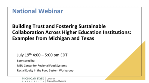 Webinar - Building Trust and Fostering Sustainable Collaboration Across Higher Education Institutions: Examples from Michigan and Texas