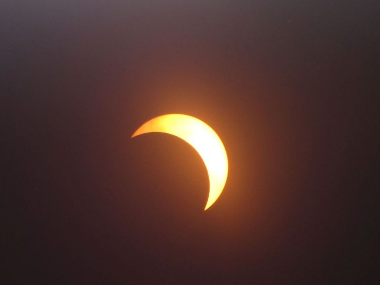Photo 1. Partial solar eclipse Aug. 21, 2017, at Southfield, Michigan. Photo courtesy of R.J. Jones, Victoria Kwao, and Cheryl Carvery-Jones.