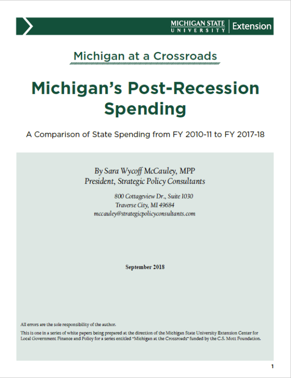 Michigan's Post-Recession Spending cover
