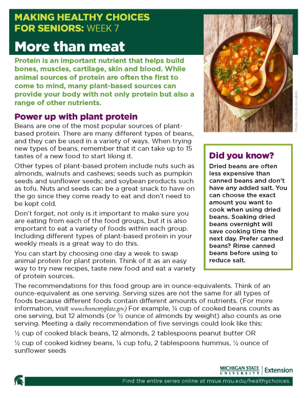 thumbnail image of Making Healthy Choices for Seniors Newsletter Week 7: More Than Meat