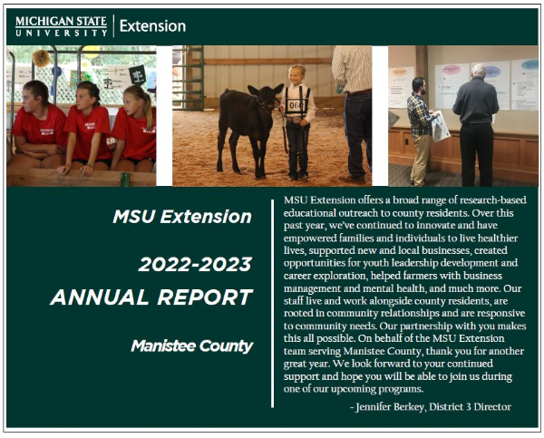 Front cover of the manistee county msu extension annual report