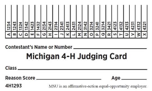 Michigan 4H Judging Card 4H1293