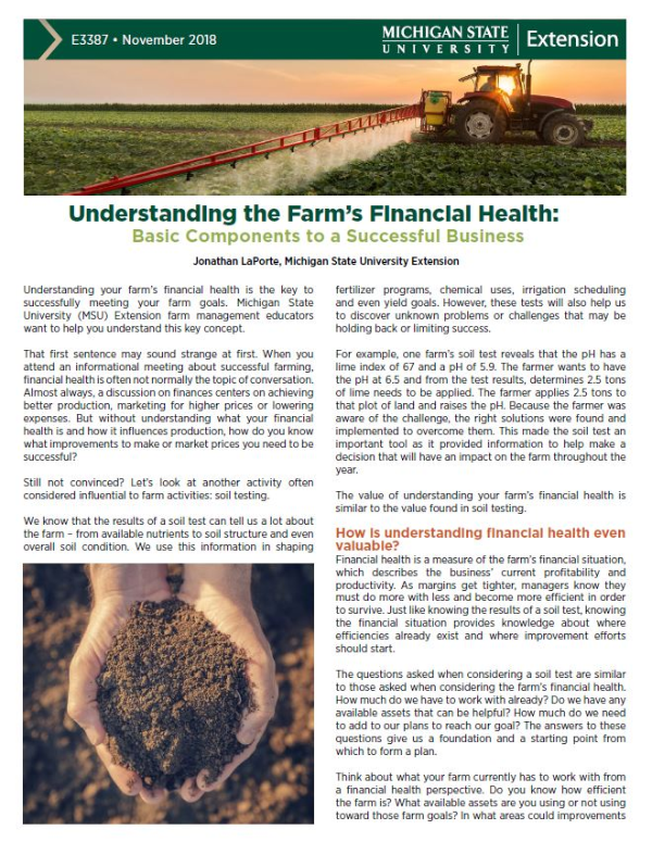 brochure cover of Farm Financial Health