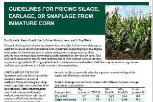 Guidelines for pricing silage, earlage or snaplage from immature corn